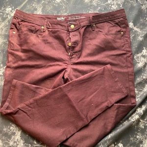 Burgundy skinny jeans